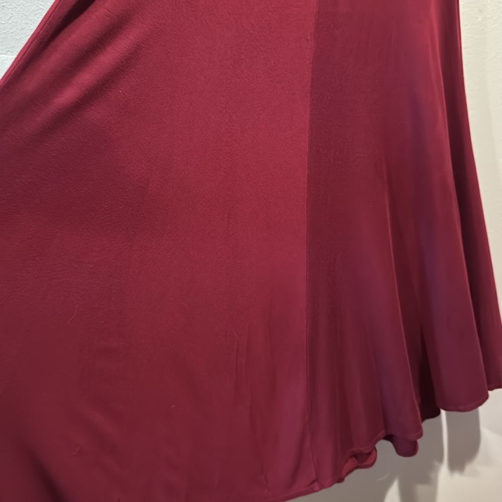 Silence + Noise Swingy Tank Dress Deep Red Burgundy Semi Sheer Flowy Mini Dress - Picture 10 of 15